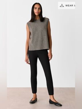 Whistles Black Super Stretch Trousers With Silver Side Zip, Size 12